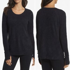 Barefoot Dreams Cozychic Lite Pullover Sweater Top Black Medium